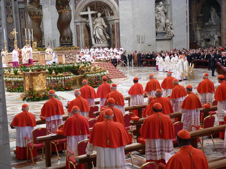 October 24, 2012

Pope Benedict XVI celebrates Mass in St. Peter's Basilica with cardinals from around the world, the day after he created 22 new cardinals at a February 2012 consistory. On Jan. 4, Pope Francis named his second group of cardinals - a total of 15 from 14 countries - for a consistory set for Feb. 14.