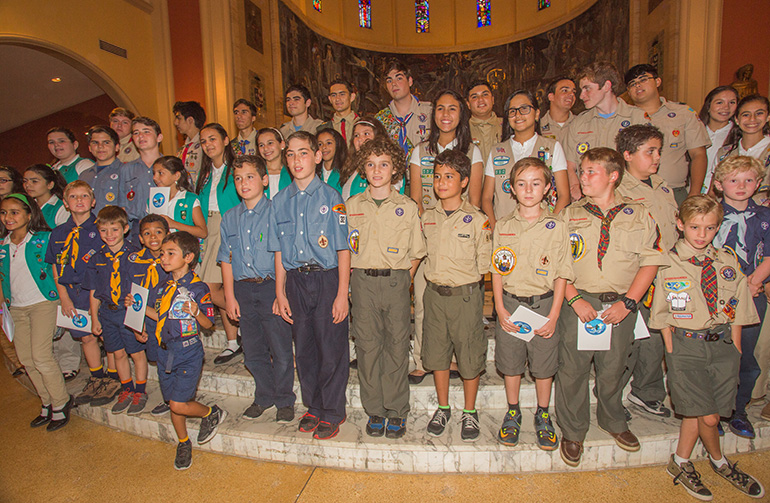 May 23, 2015
MARLENE QUARONI | FC

Scouts pose for a photo on the sanctuary of St. Mary Cathedral after Mass.

Archbishop Thomas Wenski handed out Catholic scouting awards and emblems  at a special Mass for scouts