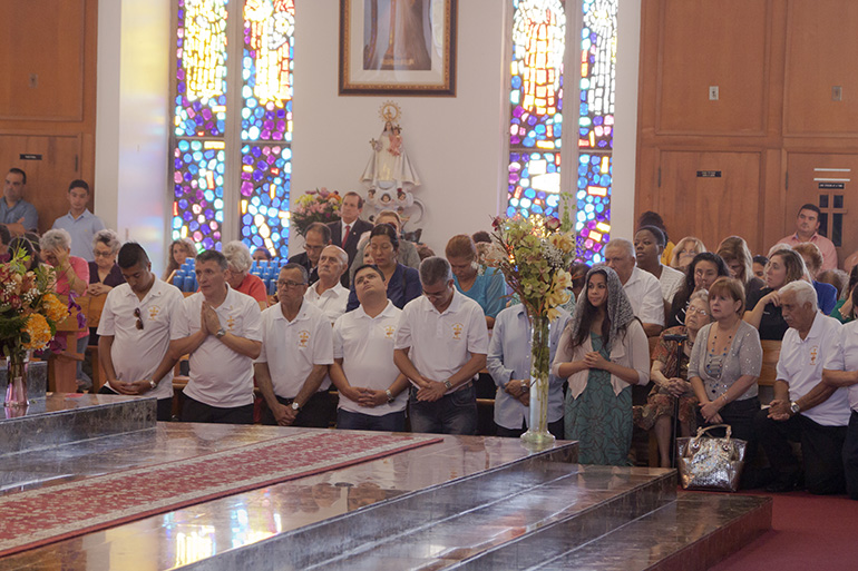 Hundreds of parishioners packed a standing room only St. John the Apostle Church in Hialeah to celebrate the parish's 70th anniversary.