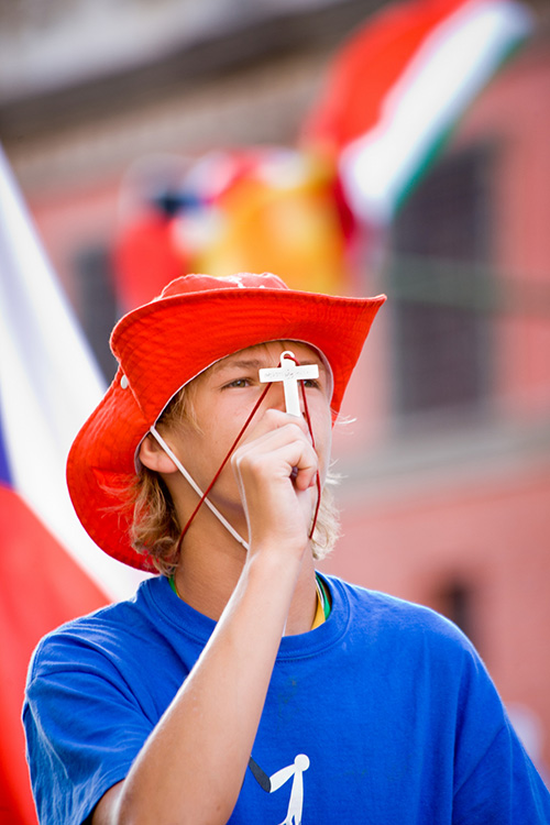 A pilgrim from Poland holds up a cross during one of the events of World Youth Day in Madrid in 2011. Krakow will be hosting Pope Francis this July.