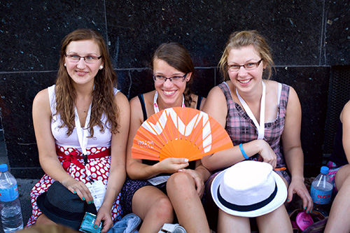 World Youth Day pilgrims from Poland wait for Pope Benedict XVI on the streets of Madrid in 2011. In a few months, they will be hosting Pope Francis in their homeland.