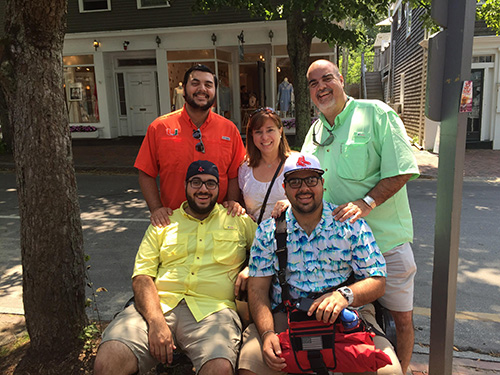 Mark Gomez, 20, top left, a lay leader of Encuentros Juveniles, will be going to World Youth Day in Poland with some of his fellow Encuentristas as well as his parents, Laura and Fernando Gomez (standing) and two brothers, Matthew Gomez (left), who is studying for the priesthood at St. Vincent de Paul Regional Seminary in Boynton Beach, and Alexander Gomez.