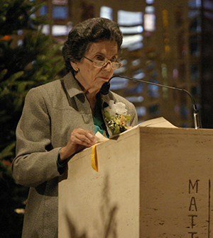 Maria Galindo is pictured here in 2006, proclaiming a reading during the archdiocese's annual employee recognition Mass.