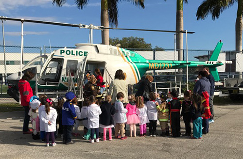 St. Brendan Elementary students check out a Miami-Dade Police helicopter.