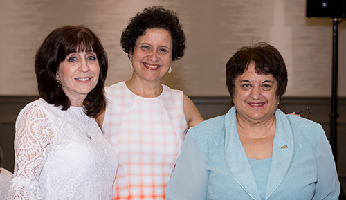 From left, Bette Clark, Belinda Castaneda and Barbara Asfendis pose during a break in the Miami Archdiocesan Council of Catholic Women's annual convention, held at the end of April in Deerfield Beach.