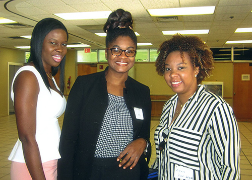 Smiling for the camera: some of the parish secretaries and other staff who took part in the Ambassadors of First Impression workshop held July 20 at St. Andrew Church, Coral Springs.