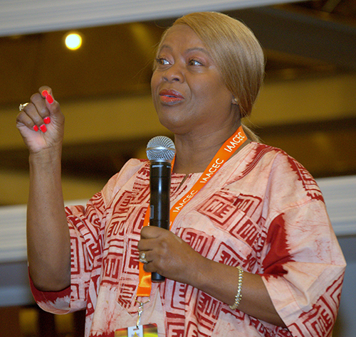 M. Annette Mandley-Turner, founder of the Interregional African American Catholic Evangelization Conference, speaks during its recent conference in Miami. More than 200 attendees, representing 11 dioceses from around the country, took part in the conference, which met in Miami for the first time, Aug. 10-12.