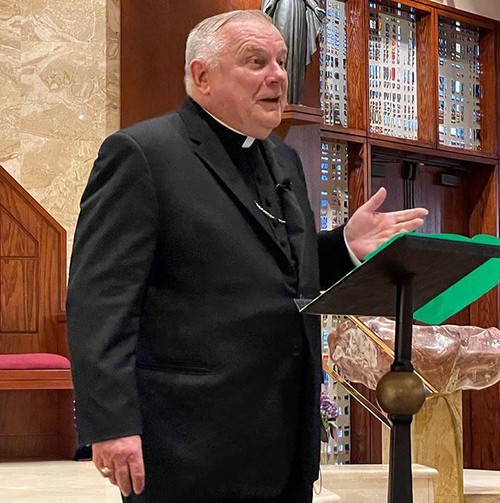 Archbishop Thomas Wenski leads a Lenten reflection for Pastoral Center employees, March 25, 2021.