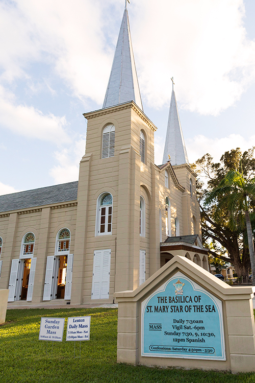 The Basilica of St. Mary Star of the Sea in Key West enjoys a status as a national and state-designated historic site and a title of honor bestowed on a church of historical and spiritual importance by the Holy Father.