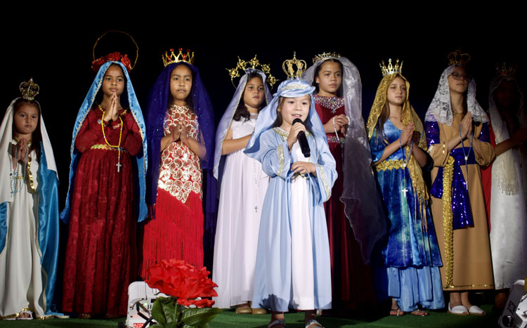 St. Michael the Archangel School in Miami celebrated Hispanic Heritage Month with their annual show on Oct. 16, 2021. This year's theme was "Mary of the Americas," represented in this photo with students of different ages dressed as different representations of the Virgin Mary.