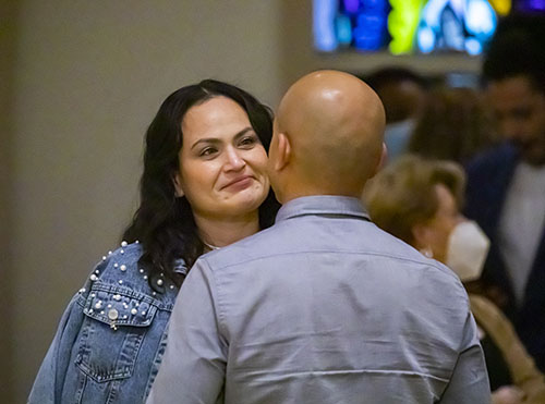 Rudy and Stephany Castro, parishioners at Good Shepherd Church in Miami and married one year, renew their wedding vows during the annual wedding anniversary Mass celebrated at St. Mary Cathedral, Feb. 12, 2022.