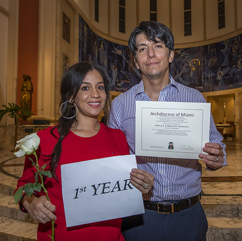 Marcus and Maria Jose Valenzuela celebrated their one year anniversary by renewing their wedding vows during the annual wedding anniversary Mass celebrated at St. Mary Cathedral, Feb. 12, 2022.