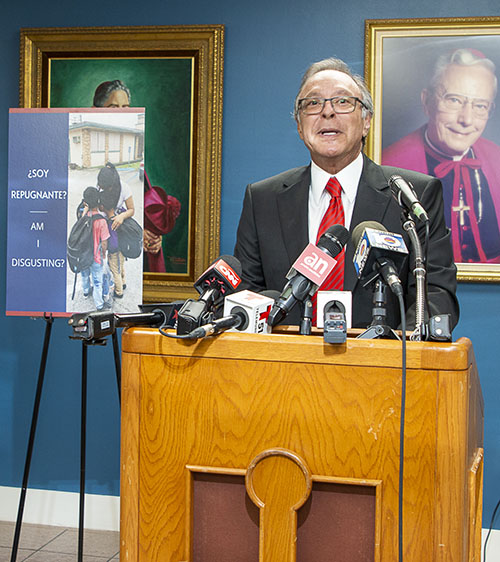 Mike Fernandez, chairman of MBF Healthcare Partners and founder of the pro-immigrant IMPAC Fund as well as co-chair of the American Business Immigration Coalition, speaks up for unaccompanied minors during the press conference. "The children we're referring to could have been ours. Those children are someone else's but they should be like ours."