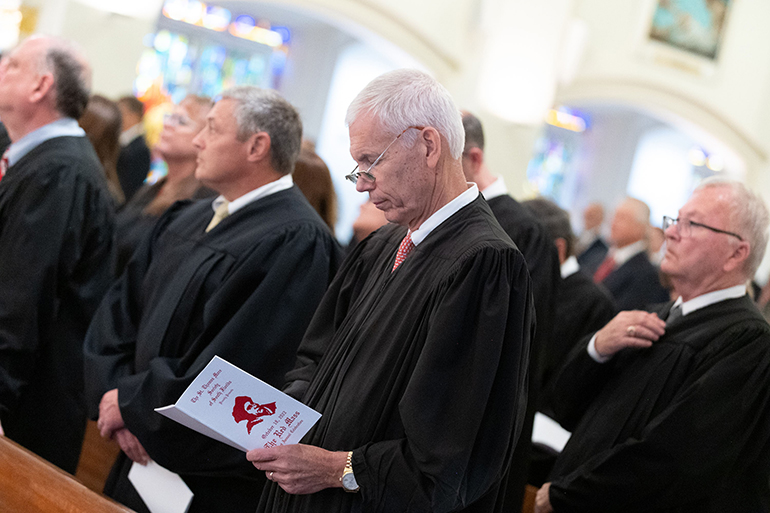 Judges take part in the 31st annual Red Mass for Broward County legal professionals, presided by Archbishop Thomas Wenski and hosted by the St. Thomas More Society of South Florida, Oct 18, 2022 at St. Anthony Church in Fort Lauderdale. The event was followed by an awards banquet at the Marriott Harbor Beach Resort nearby.