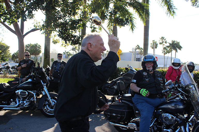 Archbishop Thomas Wenski blesses the rides of the 350 bikers who attended the Archbishop's 2023 Motorcycle Ride held Jan. 29, 2023, an annual fundraiser for St. Luke’s Center for drug and alcohol addiction rehabilitation.