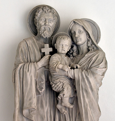 Statue of the Holy Family takes a lush, Italian look in a chapel at St. Boniface Church, Pembroke Pines.
