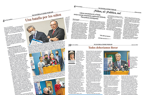 "Una batalla por los niños": primer lugar: Mejor Análisis en Profundidad (La Voz), Mejor Editorial sobre un Tema Local (Florida Catholic), Mejor Redacción – Análisis (La Voz) y Mejor Redacción – En Profundidad (La Voz); segundo lugar: Mejor Cobertura – Inmigración (Florida Catholic), Mejor Redacción de Noticias – Evento Local/Regional (La Voz); tercer lugar: Mejor Análisis/Contexto/Redacción de Noticias – Premio Gerard E. Sherry (Florida Catholic); Ana Rodriguez-Soto, Rocío Granados