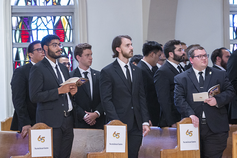 Archdiocesan seminarians take part in the Mass for the 65th anniversary of the establishment of the Archdiocese of Miami, Oct. 7, 2023, at St. Mary Cathedral.