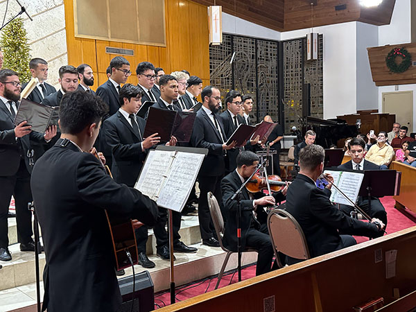 The 28-member Redemptoris Mater seminary choir perform the last of four Christmas concerts at Our Lady of the Lakes, Miami Lakes, Dec. 22, 2023.