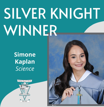 Simone Kaplan, Silver Knight winner in Science for Archbishop McCarthy High School, Southwest Ranches