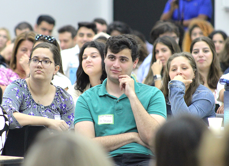 New teachers listen to presentations led by the leadership staff of the Office of Catholic Schools, who conducted an orientation for more than 240 new teachers gathered at Monsignor Edward Pace High School in Miami Gardens Aug. 5 for orientation.