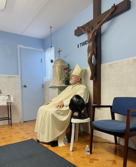 Archbishop Thomas Wenski celebrates Mass at the Missionaries of Charity shelter in Miami on the feast day of their foundress, St. Teresa of Kolkata, Sept. 5, 2024.