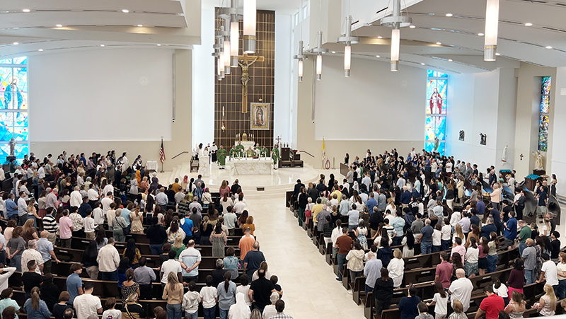 The pews at Our Lady of Guadalupe Parish in Doral were packed with people celebrating the Daughters of St. Paul’s 65-year anniversary in Miami. The Mass and reception took place Nov. 3, 2024.