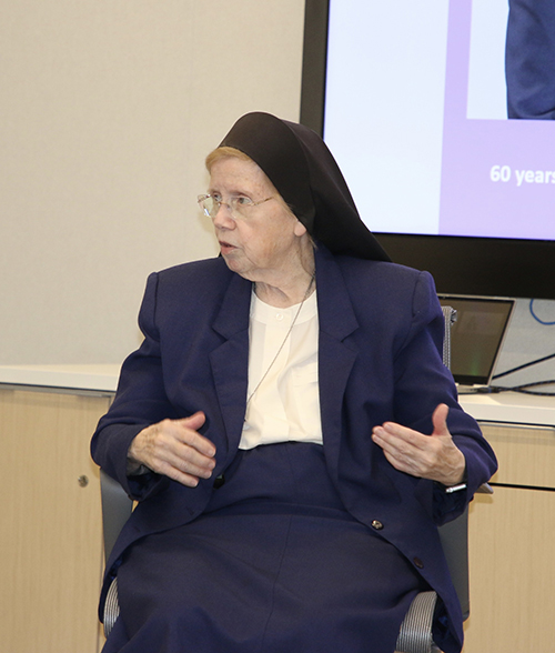 Sister Elizabeth Worley, chancellor for administration and chief operating officer at the Archdiocese of Miami, shares her life and mission at the Nov. 20, 2024 Women@Langan: Conversation with Sister Elizabeth Worley event.