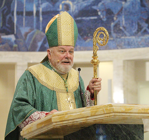 Archbishop Thomas Wenski preaches his homily during the All Schools Mass for Catholic Schools Week at St. Mary Cathedral Jan. 29, 2025.