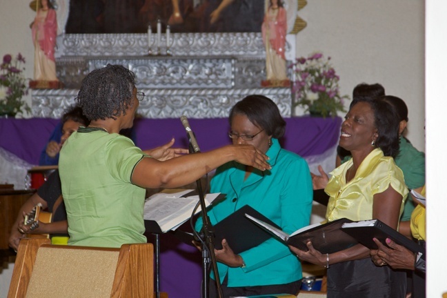 Choir members sing songs and hymns commemorating the 48th anniversary of Jamaica's independence.