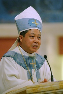 Archbishop Bernardito Auza, papal nuncio to Haiti and a native of the Philippines, delivers the homily at the Mass.