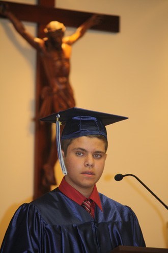 Salutatorian Jose Mercado speaks to his classmates.