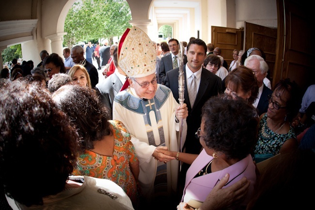 Bishop Estevez greets the people of St. Augustine after his installation Mass.