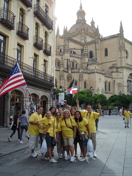 This photo shows a netter view of Segovia's cathedral. This group of Miami pilgrims to World Youth Day is being led by Claretian Missionary Sisters Ondina Cortes and Olga Villar.