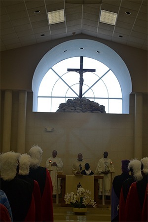 View of the altar and church during the Mass.