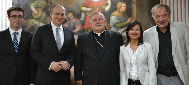 Archbishop Thomas Wenski received a visit Jan. 20 from Peter Gandalovic, the Czech Republic's ambassador to the U.S. (second from left), and members of his staff: Martin Palous, Marketa Balkova, and Frantisek Fleisman.