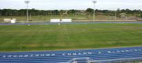 A view of Archbishop Edward McCarthy High School's new, blue, track.