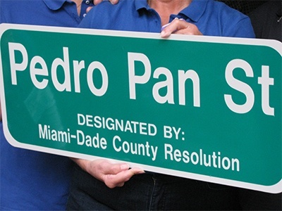 Sign designating S.W. 80th Street between 107th and 114th avenues as Pedro Pan Street.