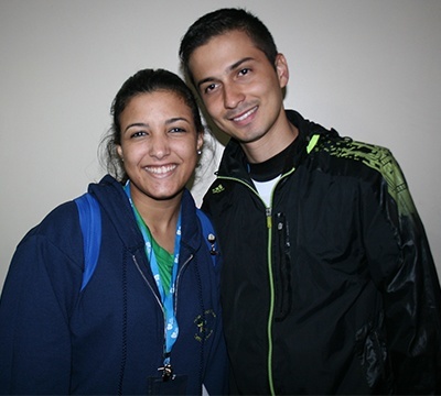Viviana Tenorio poses with a newfound friend in Rio.