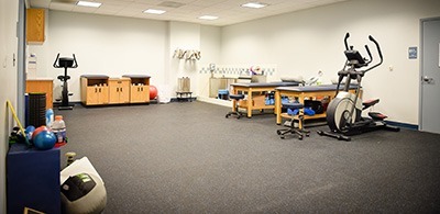 A view of the training room in the new Lourdes Academy gym.