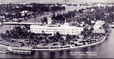 Old postcard showing the St. Francis Hospital campus on Miami Beach.